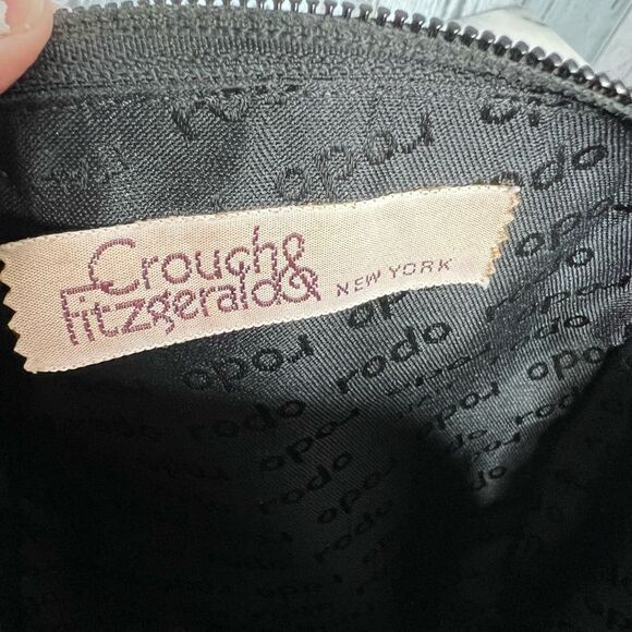 Vintage Rodo black croc embossed leather structured studded bowling bag - Picture 7 of 9